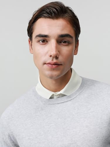 Pure BCI Cotton Lightweight Sweater for Men Crewneck T-Shirts Casual Long Sleeve Knit Pullover Fall Spring