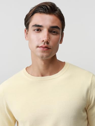 Pure BCI Cotton Lightweight Sweater for Men Crewneck T-Shirts Casual Long Sleeve Knit Pullover Fall Spring