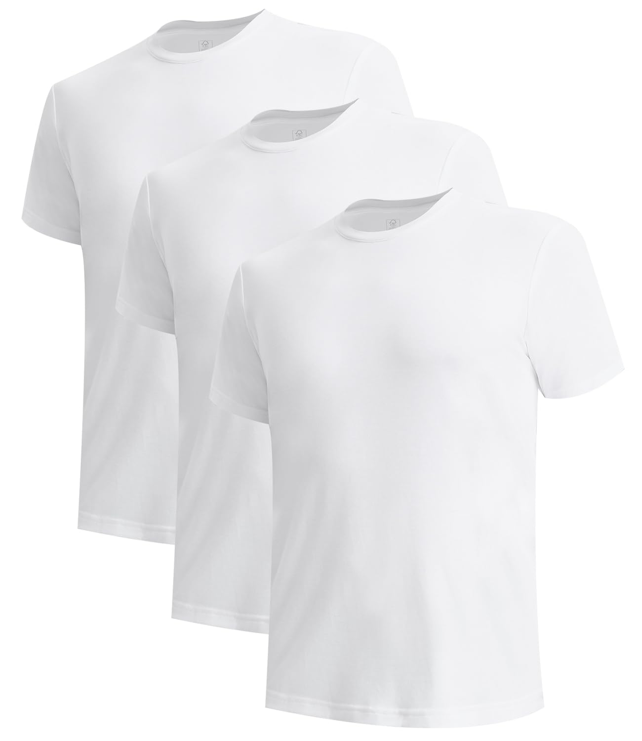 BAMBOO COOL Men’s Undershirts Slim Fit V-Neck/Crewneck, Moisture-Wicking T-Shirts Soft Stretch White Tees for Men, 3 Pack