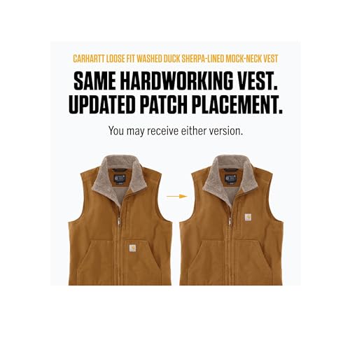 Carhartt Men's 104277 Washed Duck Mock Neck Vest - Sherpa Lined