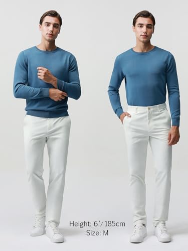 Pure BCI Cotton Lightweight Sweater for Men Crewneck T-Shirts Casual Long Sleeve Knit Pullover Fall Spring