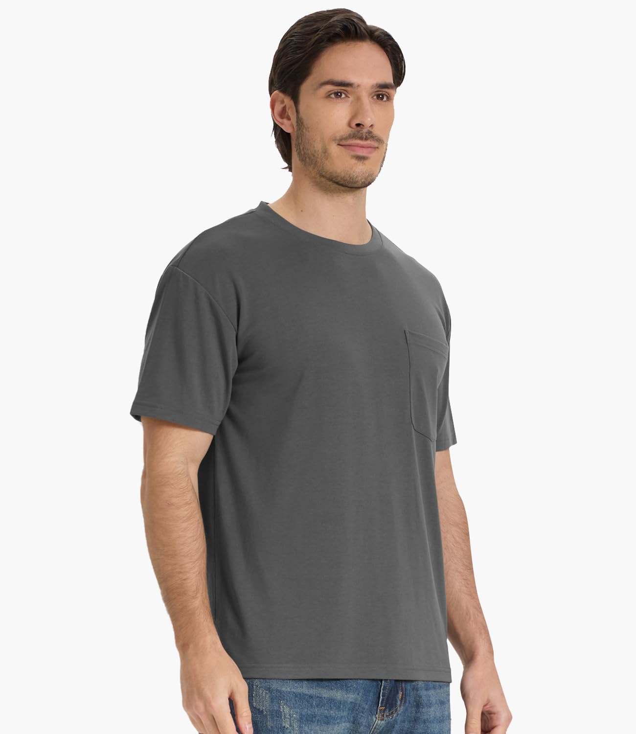 BAMBOO COOL Men's Pocket T-Shirts Heavy Weight Moisture-Wicking Tee Shirts Crewneck Short Sleeve T Shirts