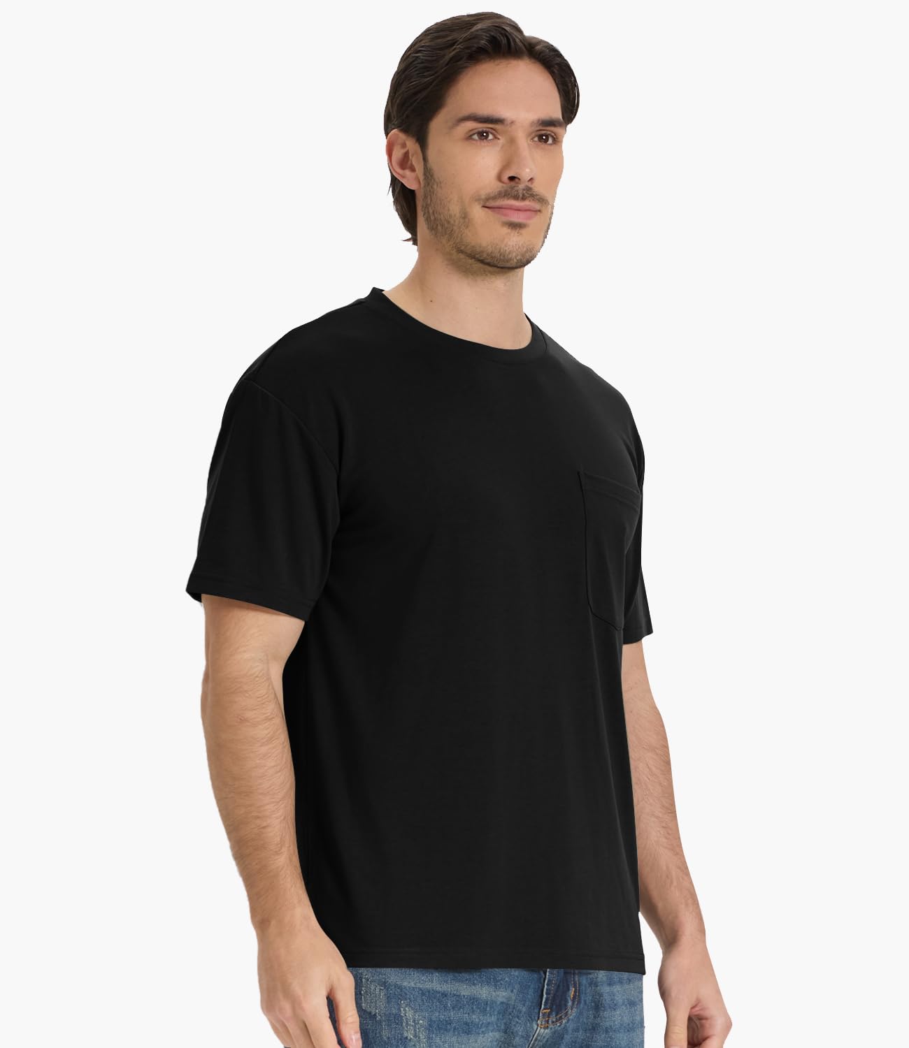 BAMBOO COOL Men's Pocket T-Shirts Heavy Weight Moisture-Wicking Tee Shirts Crewneck Short Sleeve T Shirts