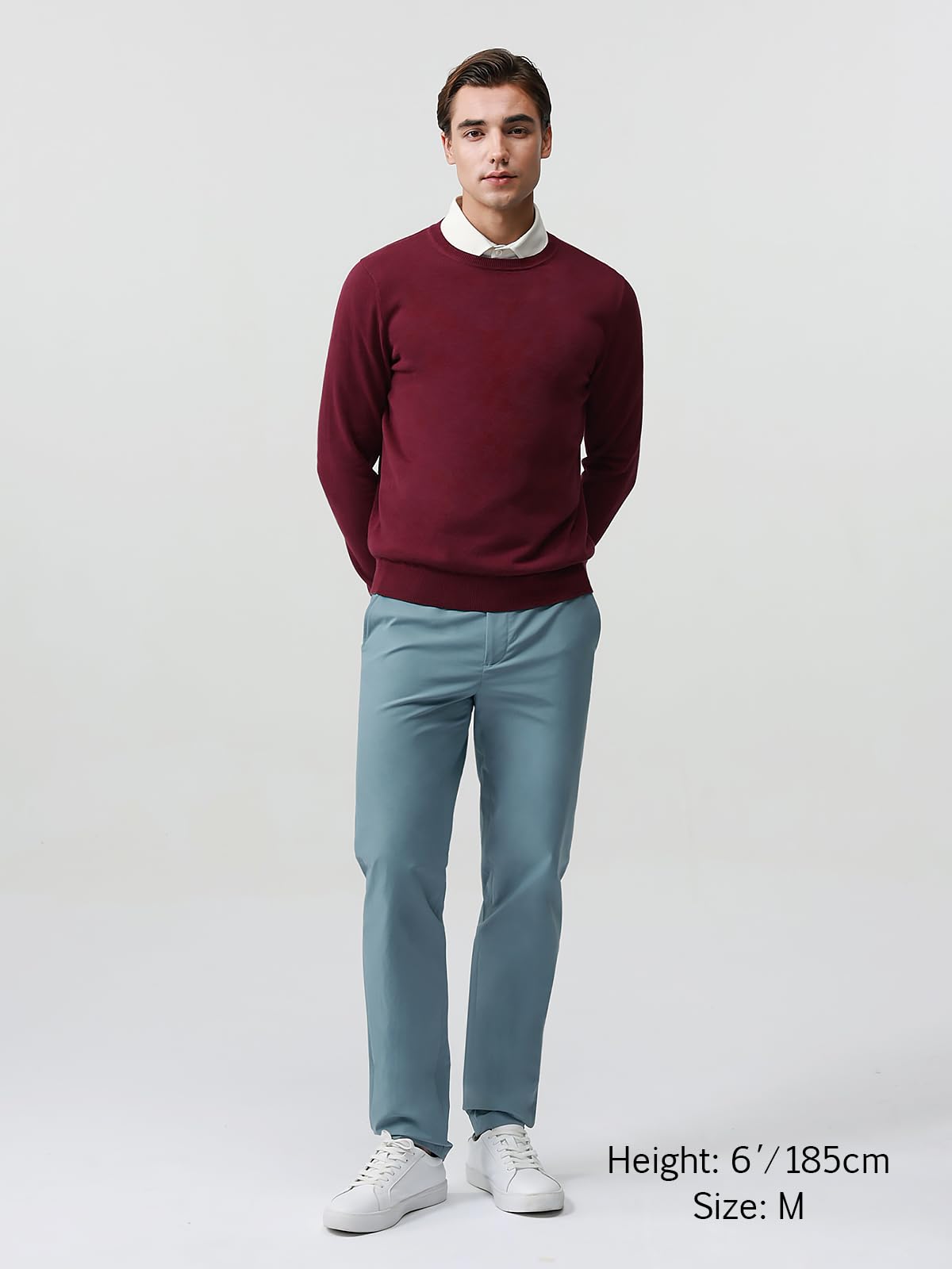 Pure BCI Cotton Lightweight Sweater for Men Crewneck T-Shirts Casual Long Sleeve Knit Pullover Fall Spring