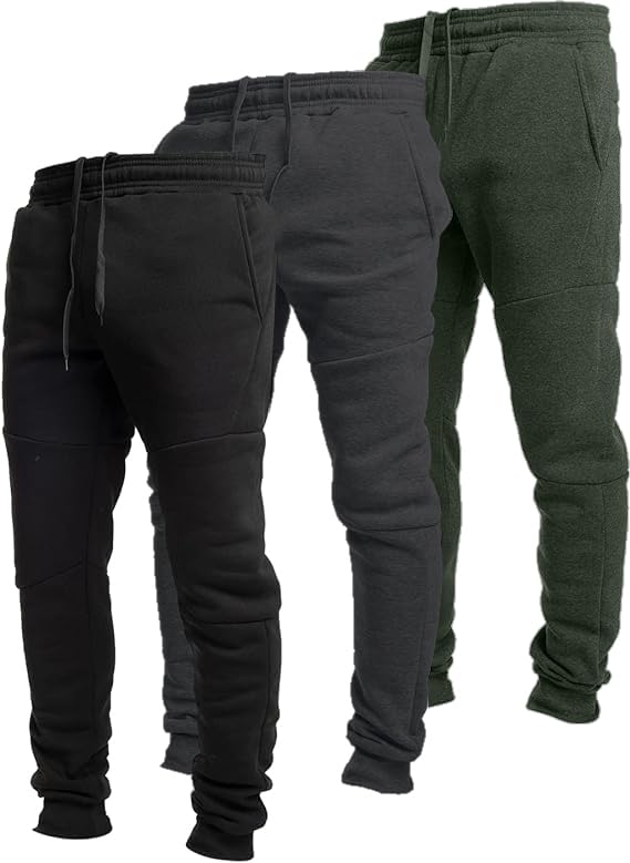 Ultra Performance 3 Pack Fleece Active Tech Joggers for Men, Mens Sweatpants with Zipper Pockets