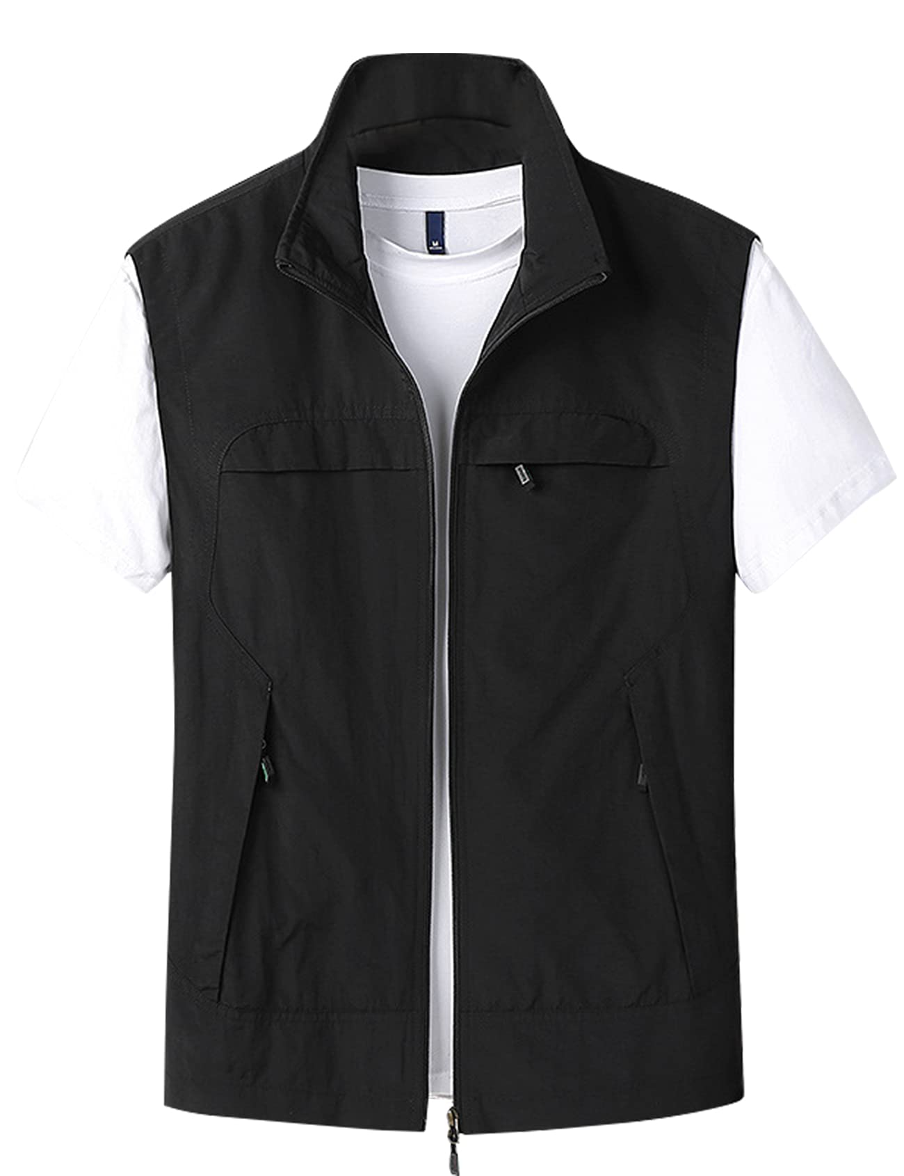 Gihuo Mens Casual Lightweight Travel Vest Summer Utility Safari Vest Sleeveless Jackets for Travel Hiking Fishing