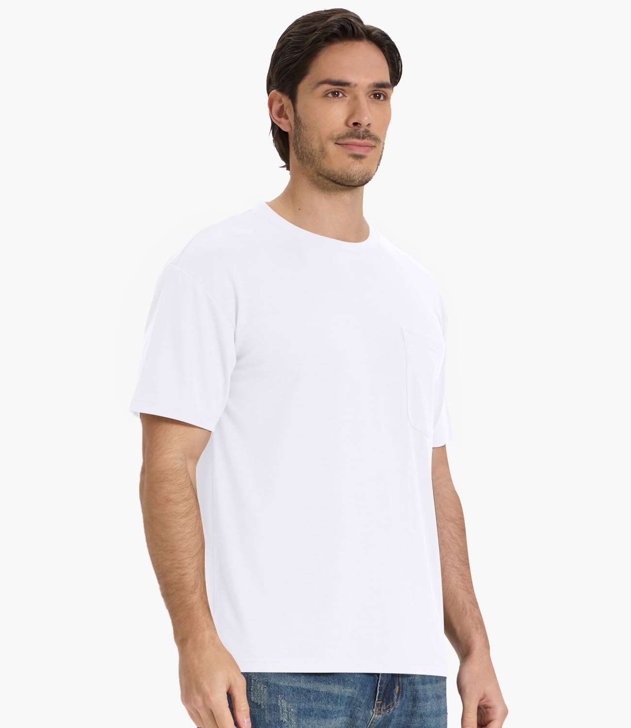 BAMBOO COOL Men's Pocket T-Shirts Heavy Weight Moisture-Wicking Tee Shirts Crewneck Short Sleeve T Shirts