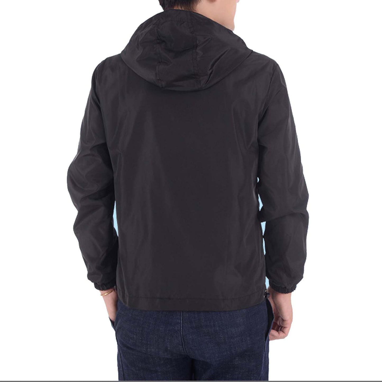 Mens Windbreaker Jackets Lightweight Hooded Zippered Jackets for Men Hiking Cycling Sportswear