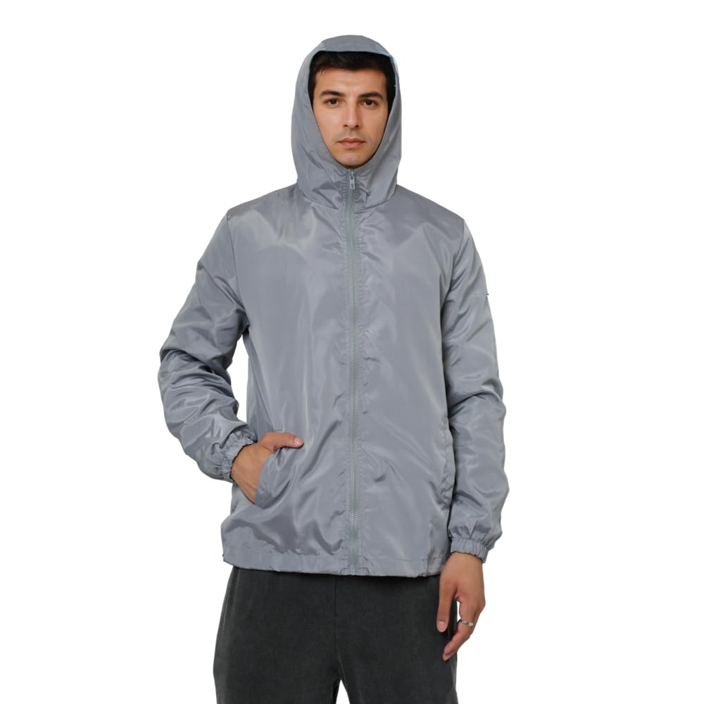 Mens Windbreaker Jackets Lightweight Hooded Zippered Jackets for Men Hiking Cycling Sportswear