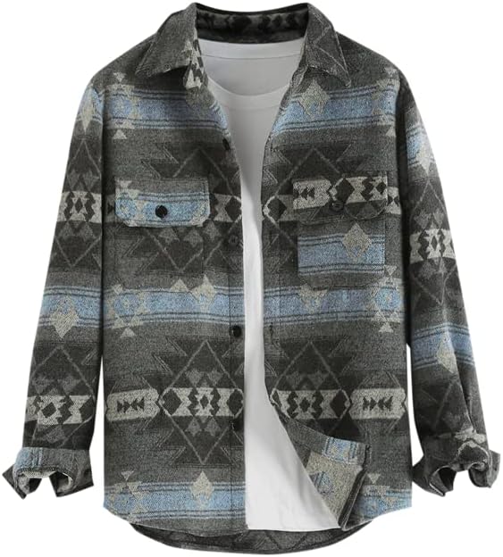 ZAFUL Mens Plaid Shirt,Long Sleeves,Classic Flannel Shirt Button Down Shirt Jacket Tops
