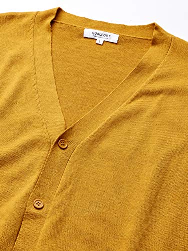 QUALFORT Men's 100% Cotton Cardigan Sweater Casual V-Neck Button Down Knitted Outerwear with Pockets Fall Fashion 2025