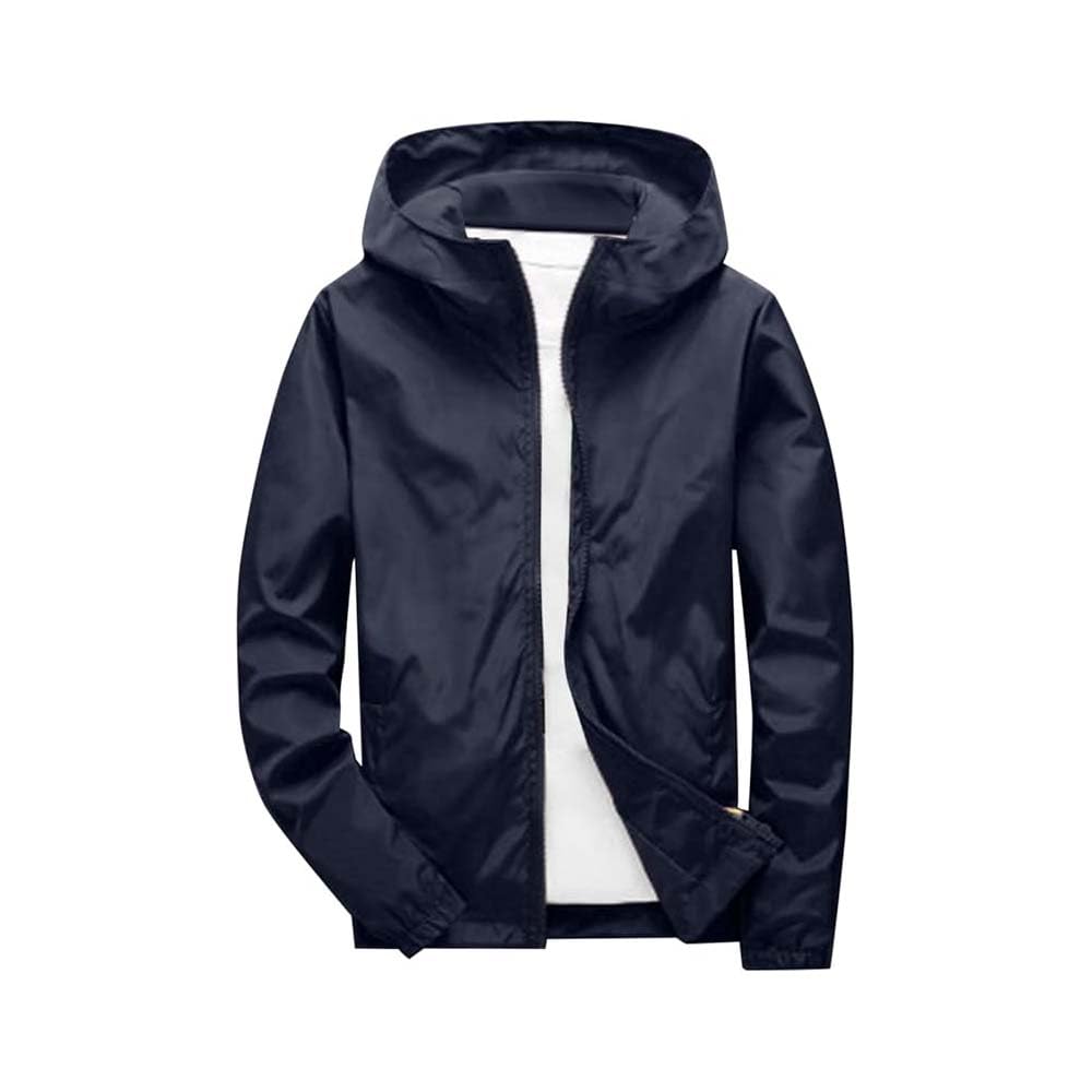 Mens Windbreaker Jackets Lightweight Hooded Zippered Jackets for Men Hiking Cycling Sportswear