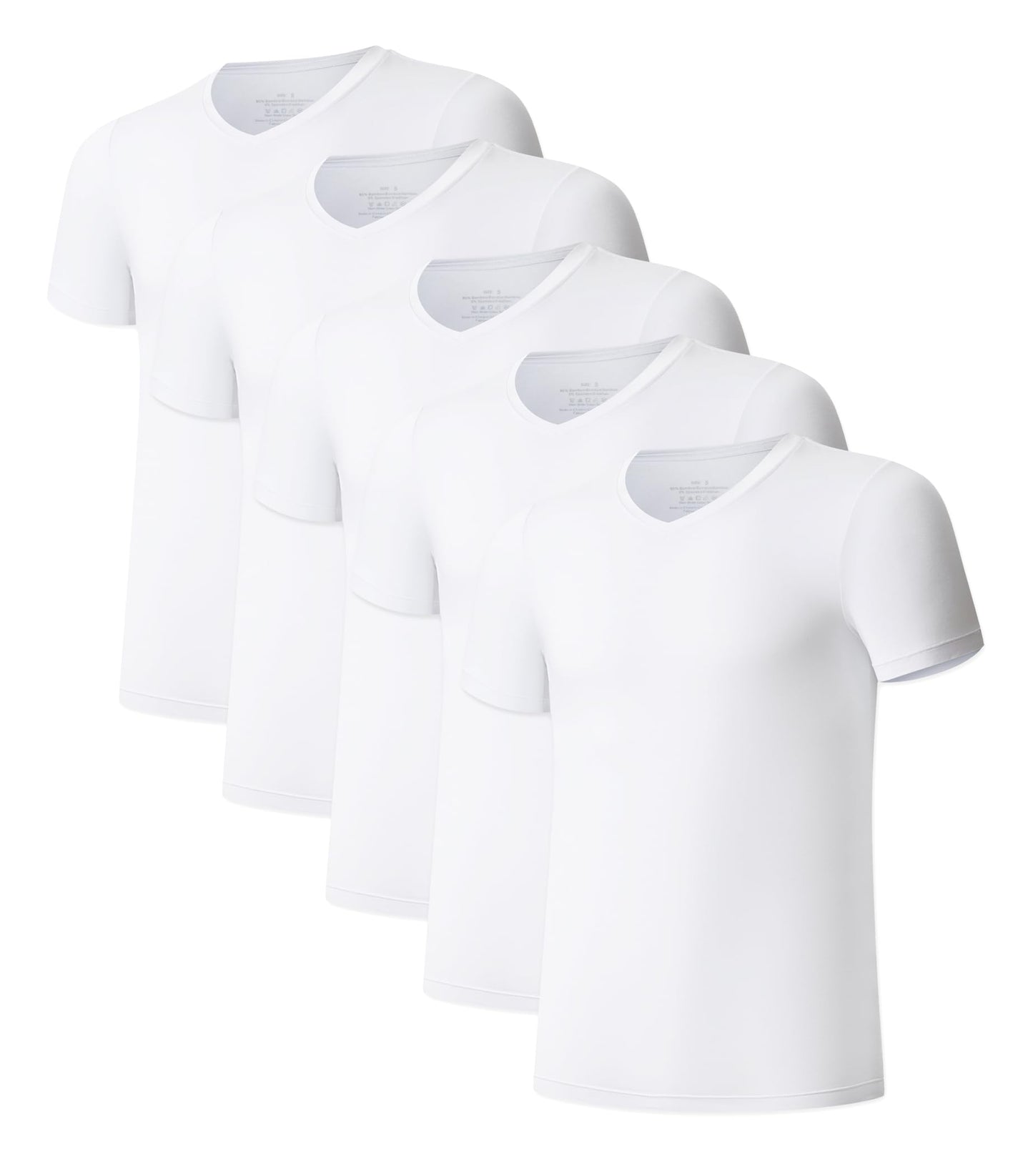 COLORFULLEAF Men's Undershirts Bamboo Rayon Short Sleeve Crewneck/V-Neck Tees Slim-fit T-Shirts 3 or 5 Pack