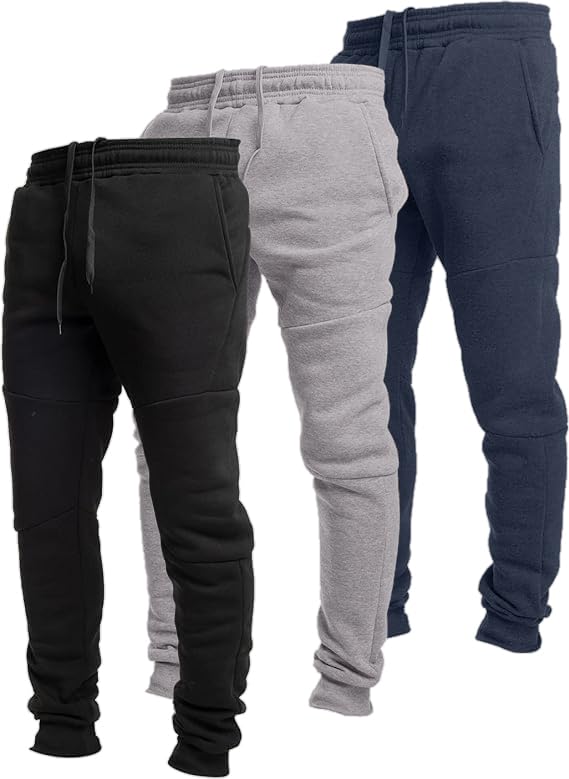 Ultra Performance 3 Pack Fleece Active Tech Joggers for Men, Mens Sweatpants with Zipper Pockets