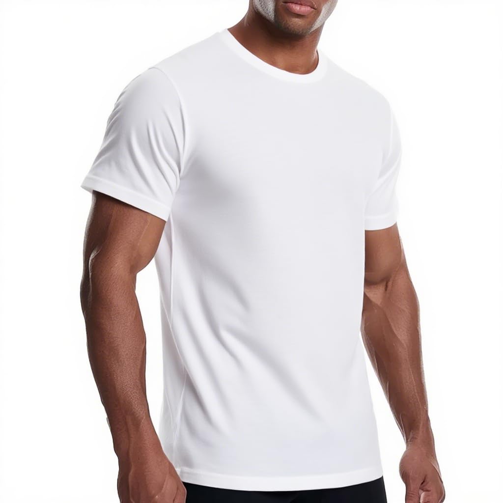 Men's Cooling Workout Shirts Bamboo Viscose Anti Odor Moisture Wicking Athletic Short Sleeve Lightweight Loose Gym Tee