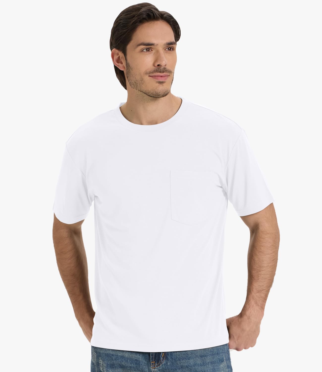 BAMBOO COOL Men's Pocket T-Shirts Heavy Weight Moisture-Wicking Tee Shirts Crewneck Short Sleeve T Shirts