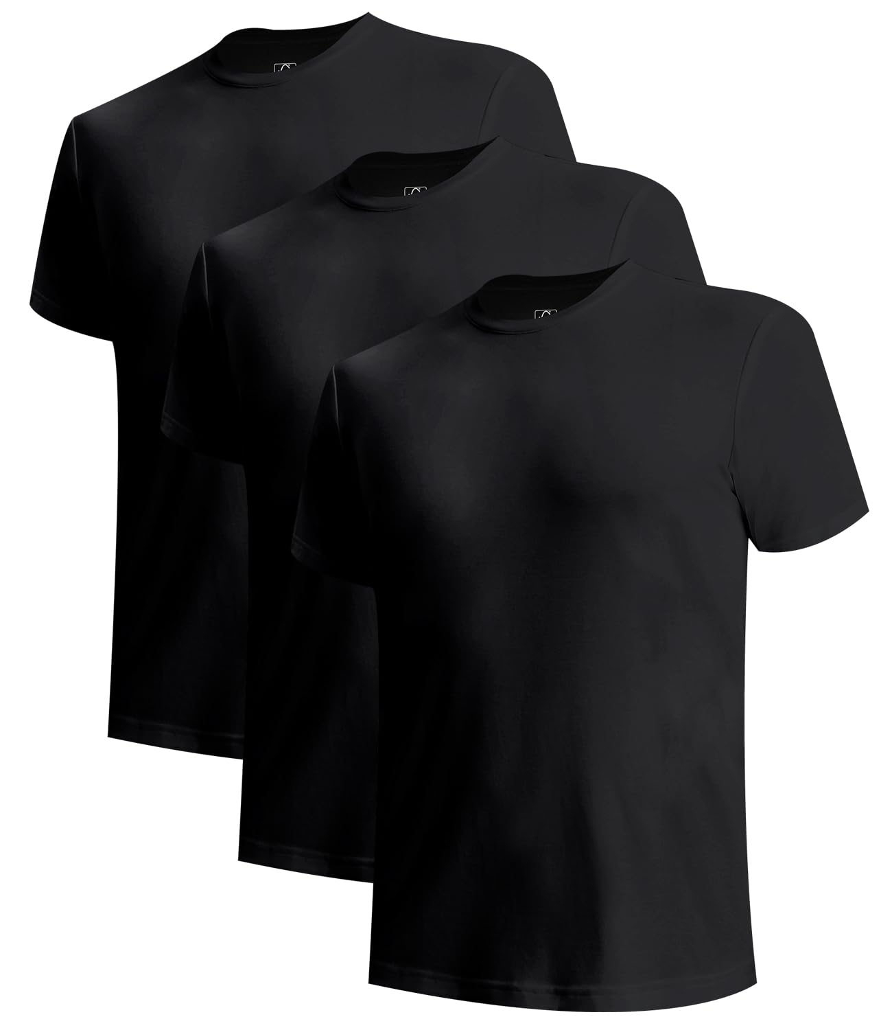 BAMBOO COOL Men’s Undershirts Slim Fit V-Neck/Crewneck, Moisture-Wicking T-Shirts Soft Stretch White Tees for Men, 3 Pack