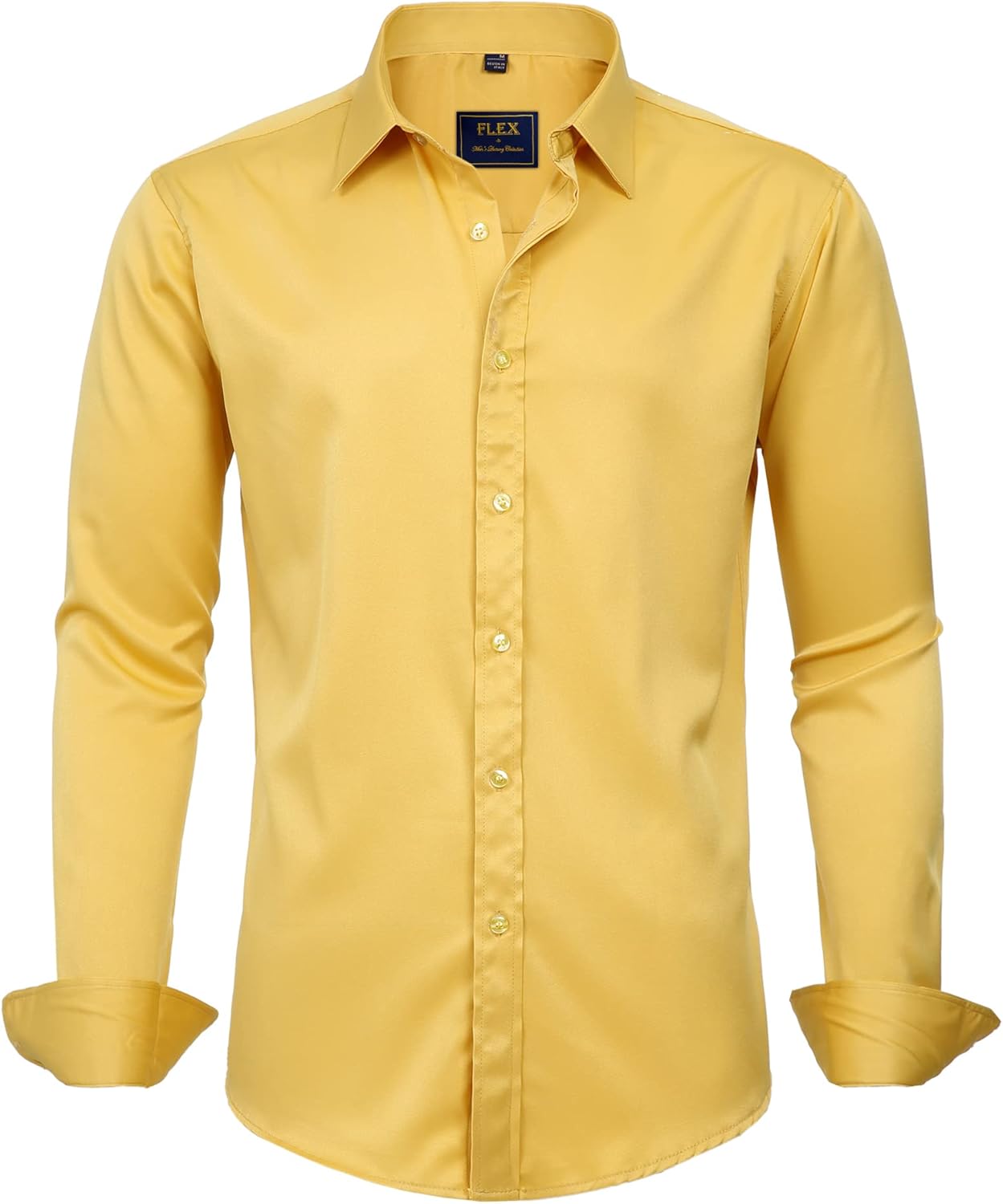 J.VER Men's Dress Shirts Solid Long Sleeve Stretch Wrinkle-Free Formal Shirt Business Casual Button Down Shirts