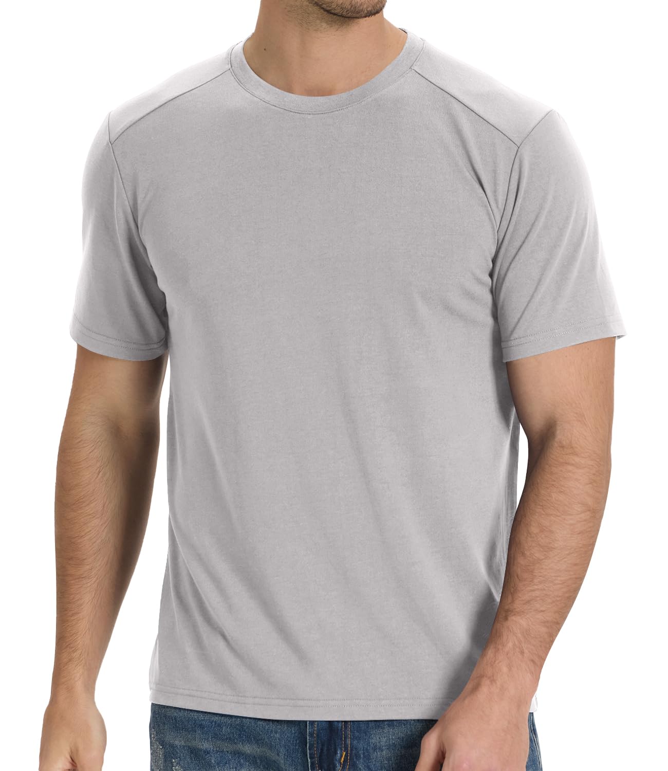 BAMBOO COOL Men's T-Shirts Short Sleeve Shirt Heavyweight Crew Neck T Shirt for Man Soft Moisture Wicking Casual Tees
