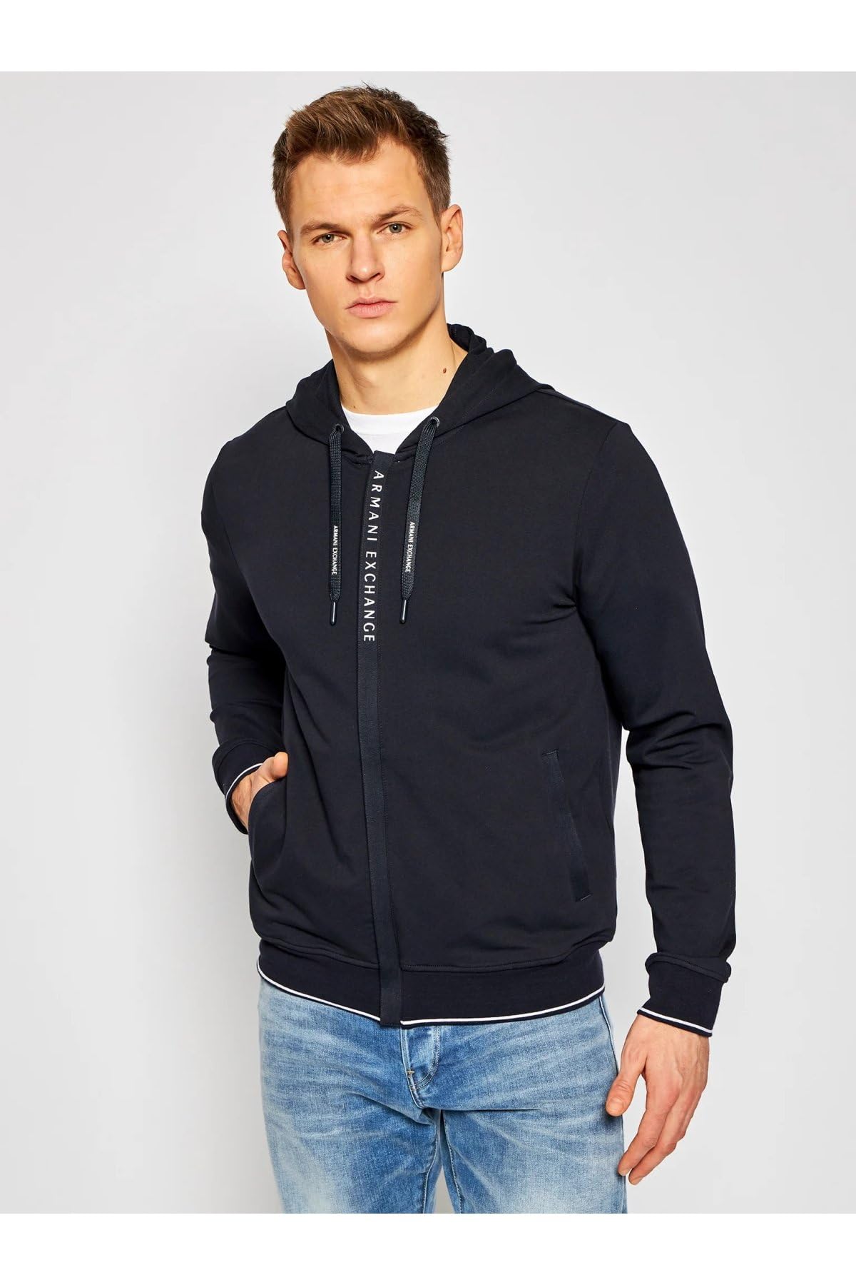 Armani Exchange Men's Drawstring Jogger with Logo Zip Pocket