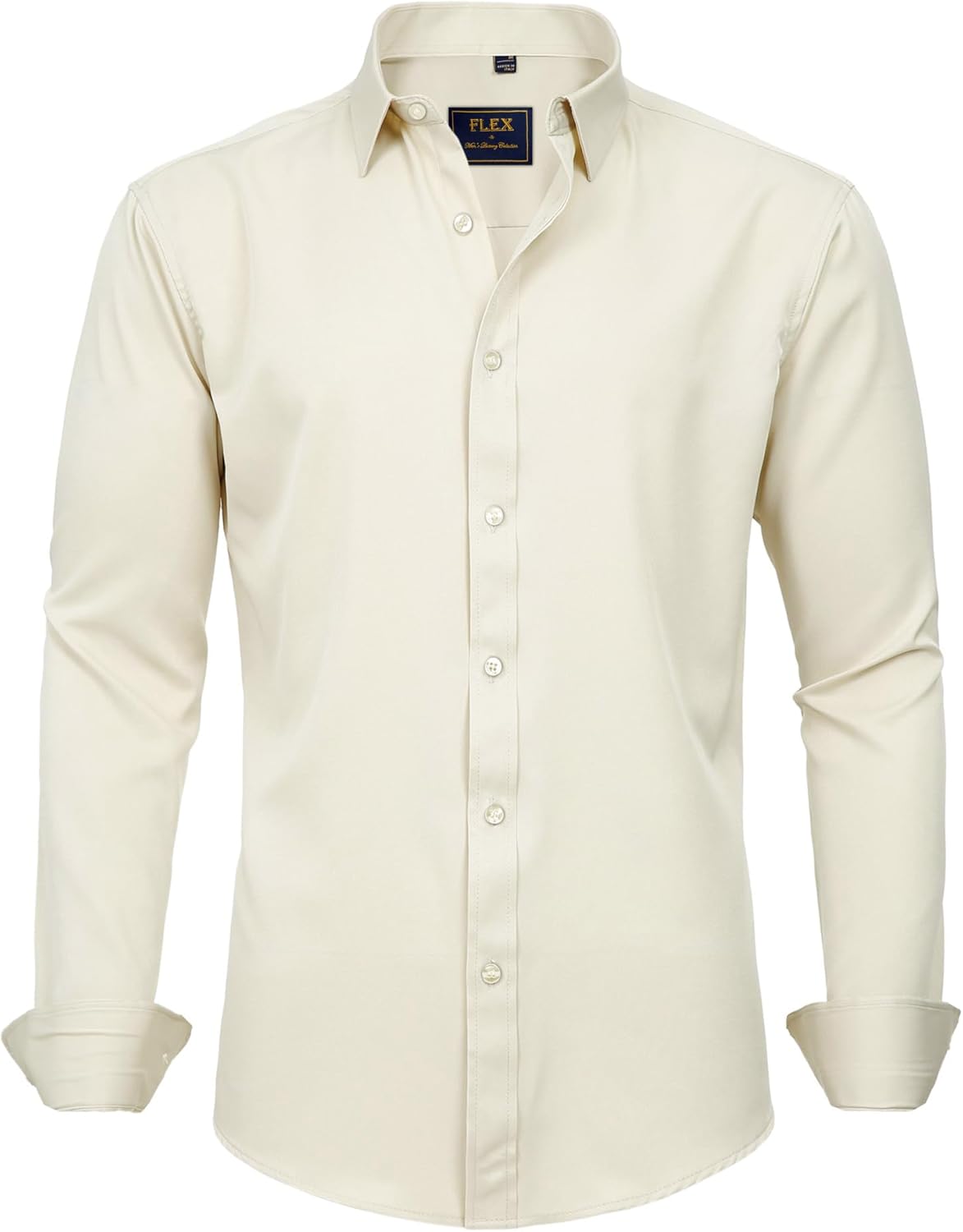 J.VER Men's Dress Shirts Solid Long Sleeve Stretch Wrinkle-Free Formal Shirt Business Casual Button Down Shirts
