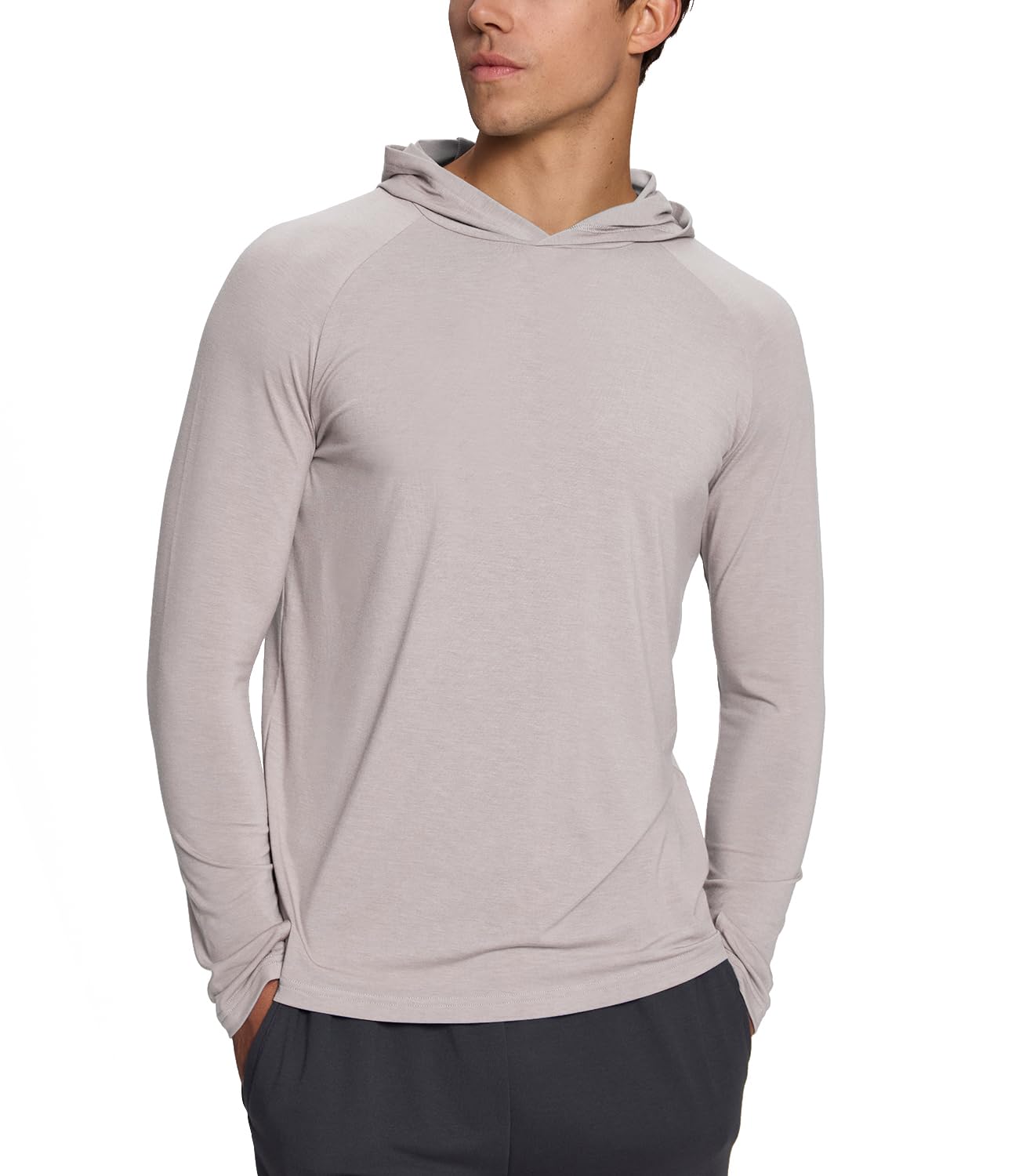 BAMBOO COOL Men's UPF 50+ Athletic Sun Protection Hoodies Long Sleeve SPF Fishing Thumbhole Shirts Hooded Soft Lightweight