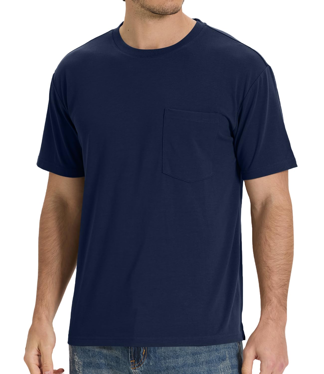 BAMBOO COOL Men's Pocket T-Shirts Heavy Weight Moisture-Wicking Tee Shirts Crewneck Short Sleeve T Shirts
