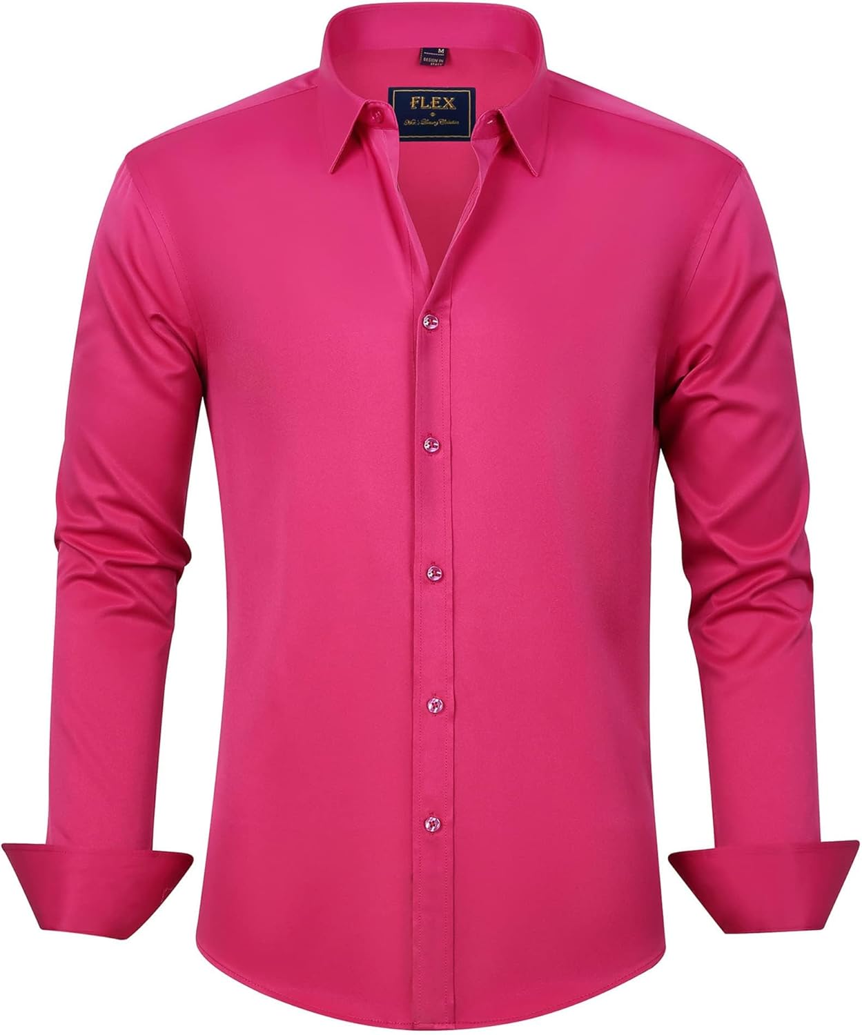 J.VER Men's Dress Shirts Solid Long Sleeve Stretch Wrinkle-Free Formal Shirt Business Casual Button Down Shirts