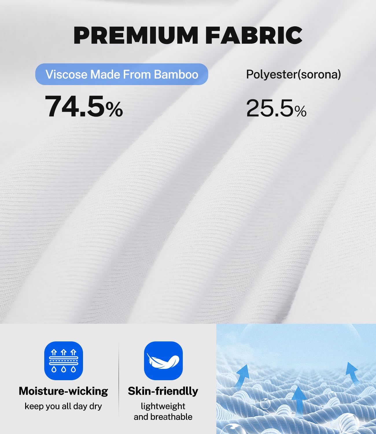 BAMBOO COOL Men's Polo Shirts Slim Fit Moisture Wicking Golf Shirts Performance Short Sleeve for Men