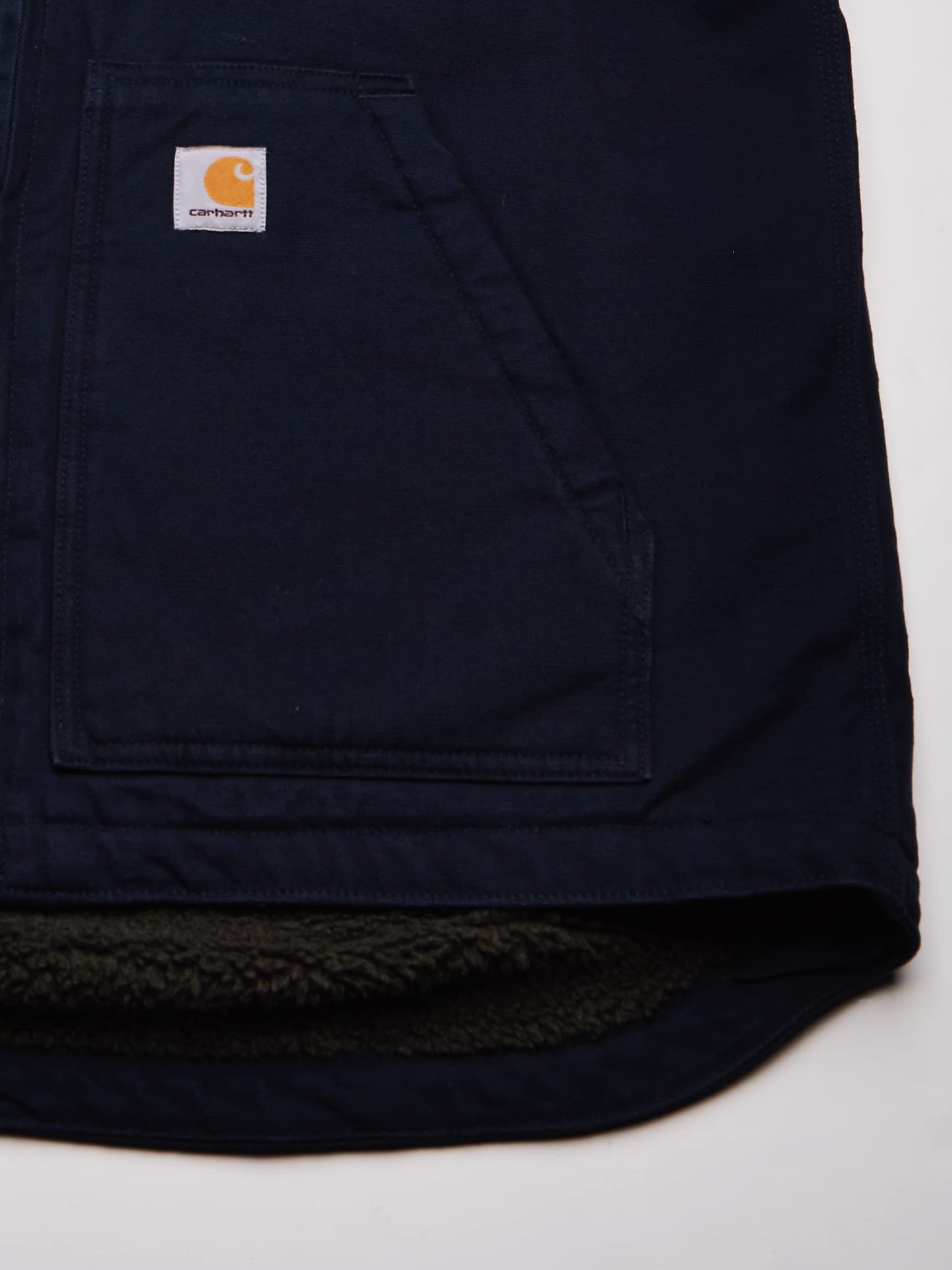 Carhartt Men's 104277 Washed Duck Mock Neck Vest - Sherpa Lined