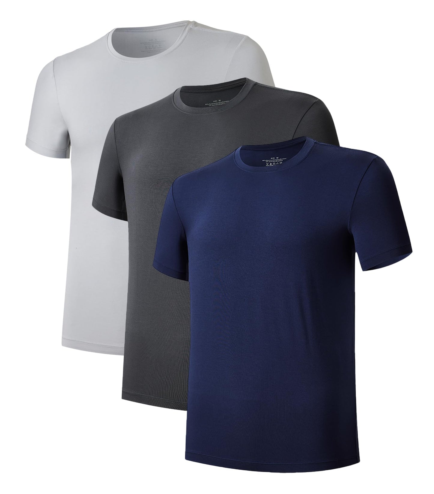 COLORFULLEAF Men's Undershirts Bamboo Rayon Short Sleeve Crewneck/V-Neck Tees Slim-fit T-Shirts 3 or 5 Pack