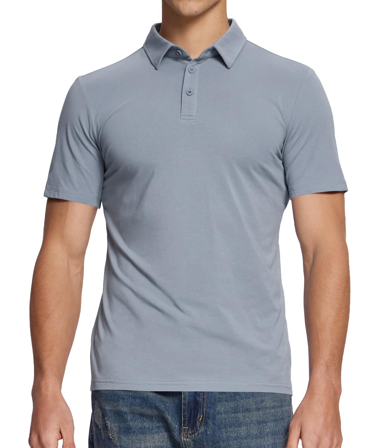 BAMBOO COOL Men's Polo Shirts Slim Fit Moisture Wicking Golf Shirts Performance Short Sleeve for Men
