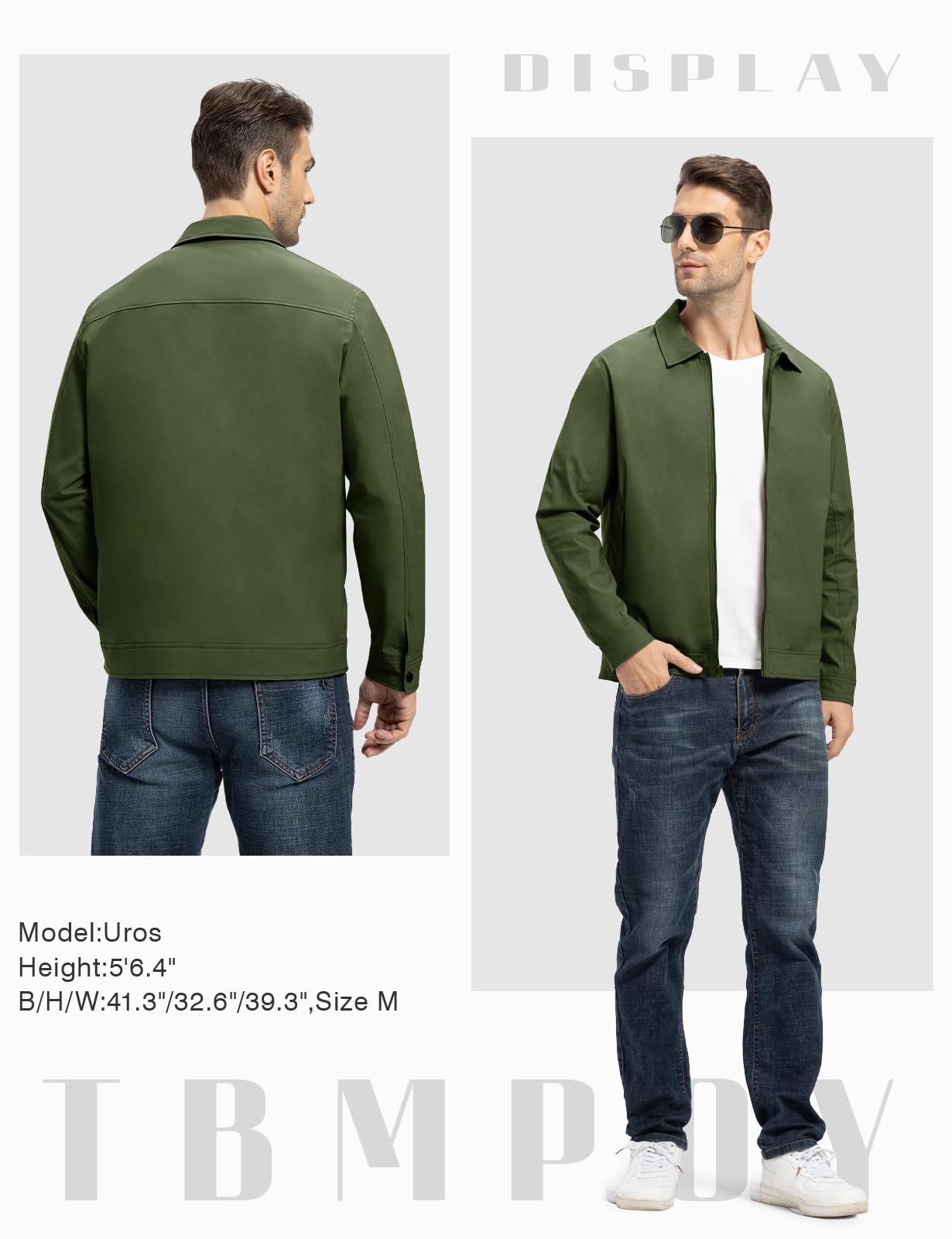 TBMPOY Men's Lightweight Jackets Casual Windbreaker Stylish Light Fall Spring Golf Work Dress Business