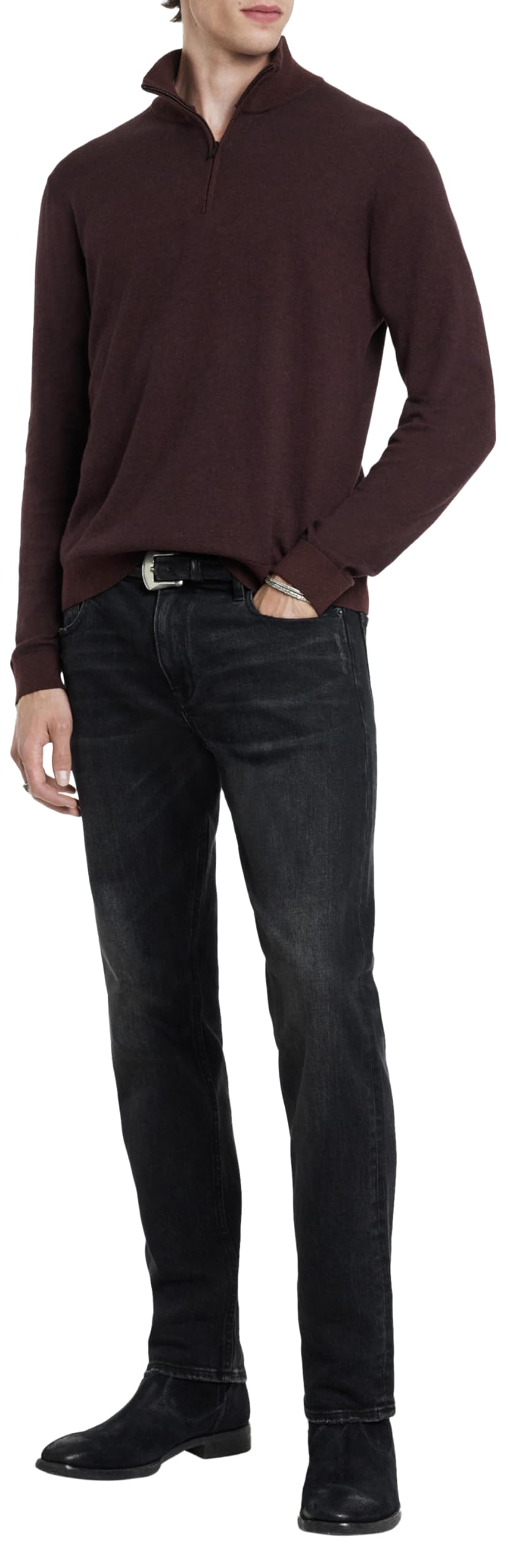 John Varvatos Men's Grand Birdseye Half Zip