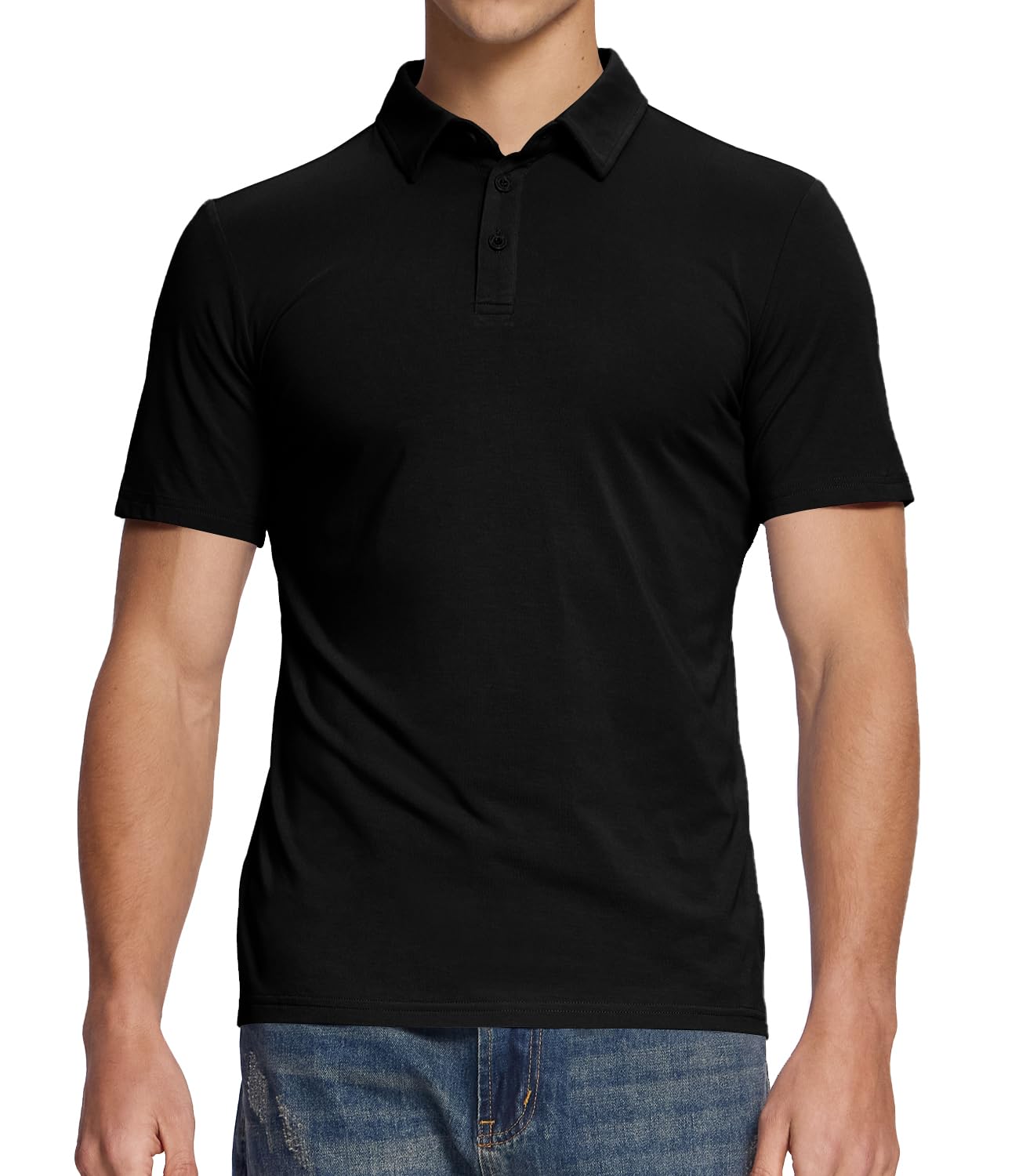 BAMBOO COOL Men's Polo Shirts Slim Fit Moisture Wicking Golf Shirts Performance Short Sleeve for Men