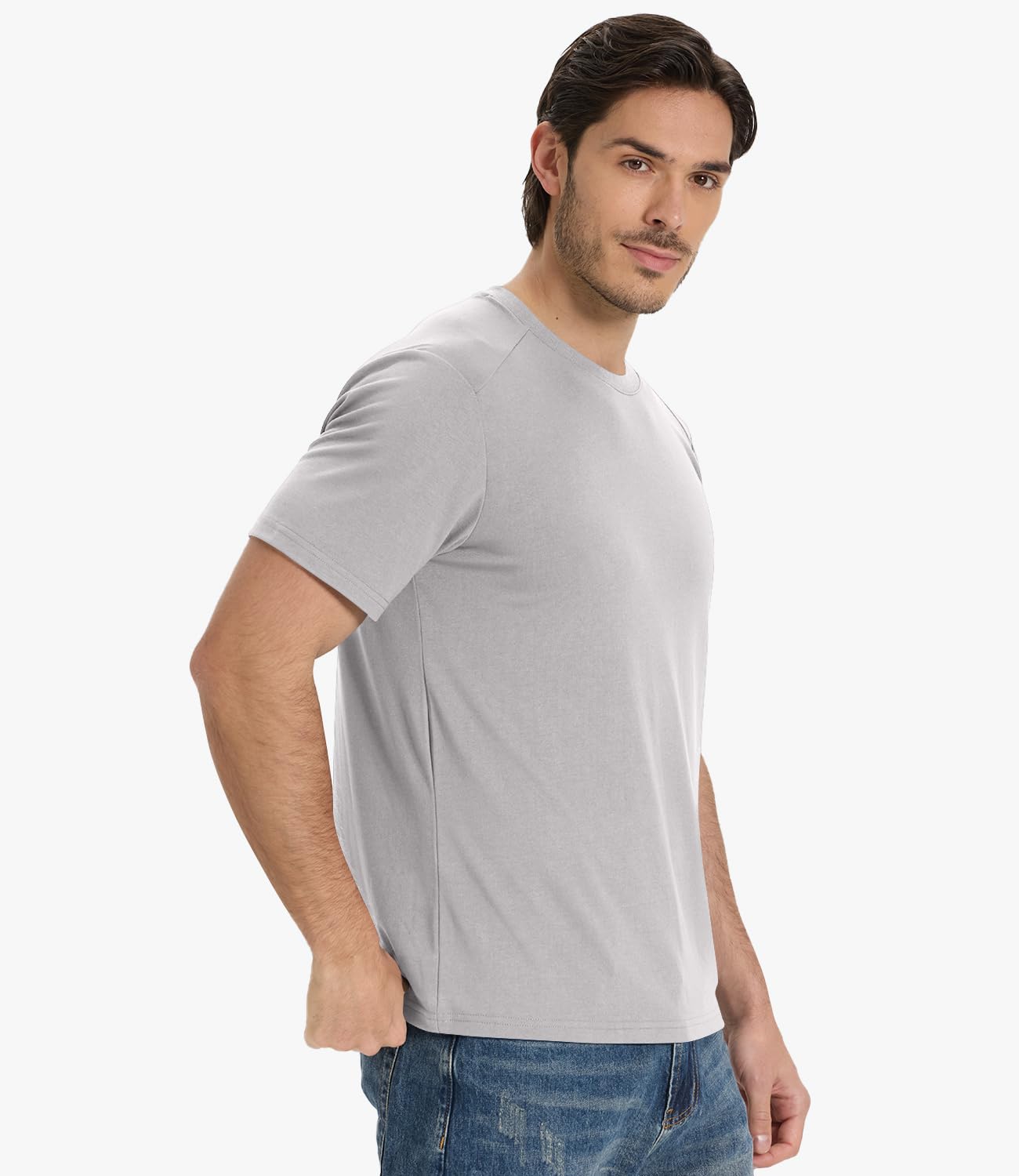 BAMBOO COOL Men's T-Shirts Short Sleeve Shirt Heavyweight Crew Neck T Shirt for Man Soft Moisture Wicking Casual Tees