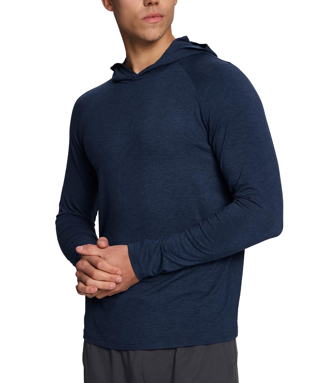BAMBOO COOL Men's UPF 50+ Athletic Sun Protection Hoodies Long Sleeve SPF Fishing Thumbhole Shirts Hooded Soft Lightweight
