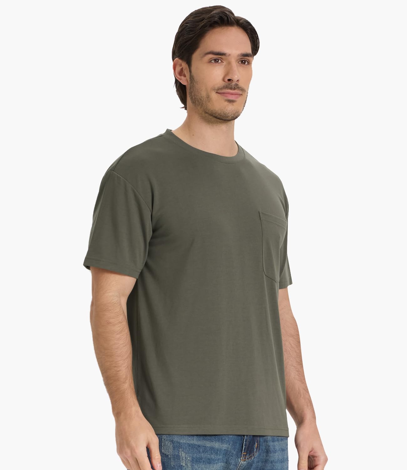 BAMBOO COOL Men's Pocket T-Shirts Heavy Weight Moisture-Wicking Tee Shirts Crewneck Short Sleeve T Shirts