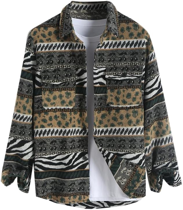 ZAFUL Mens Plaid Shirt,Long Sleeves,Classic Flannel Shirt Button Down Shirt Jacket Tops