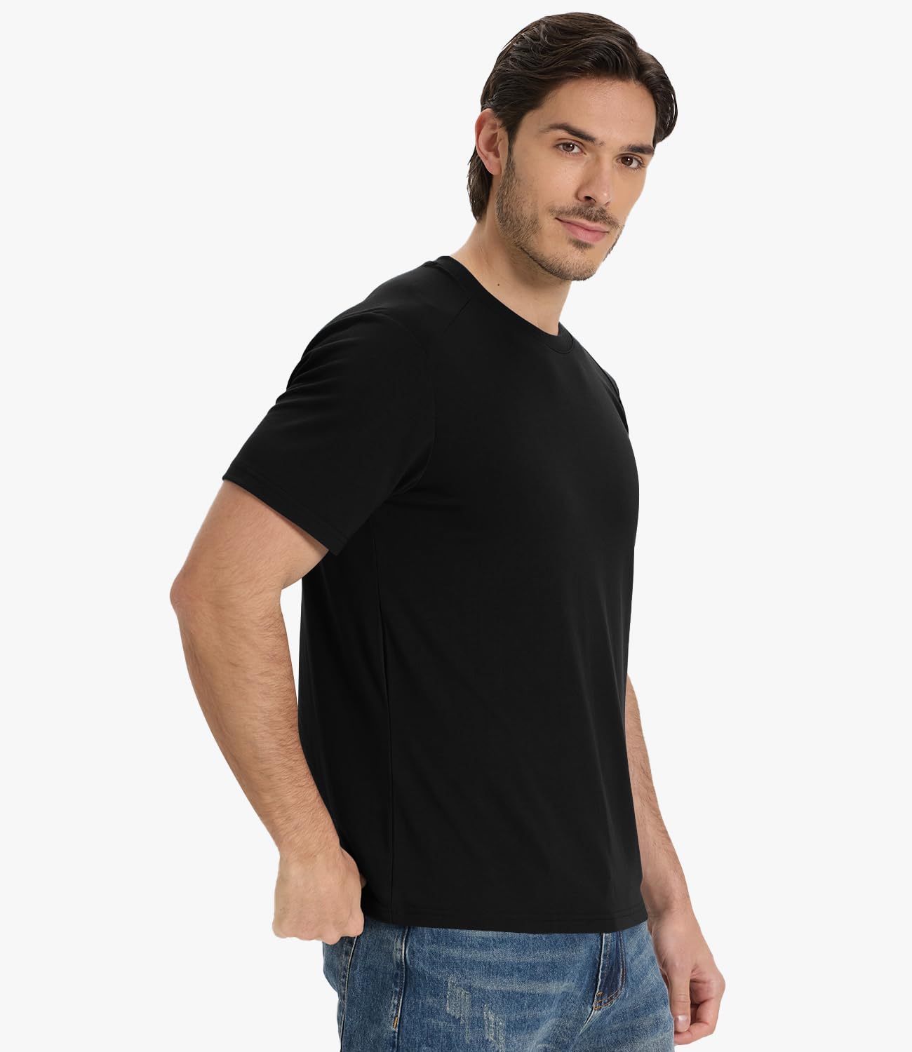 BAMBOO COOL Men's T-Shirts Short Sleeve Shirt Heavyweight Crew Neck T Shirt for Man Soft Moisture Wicking Casual Tees