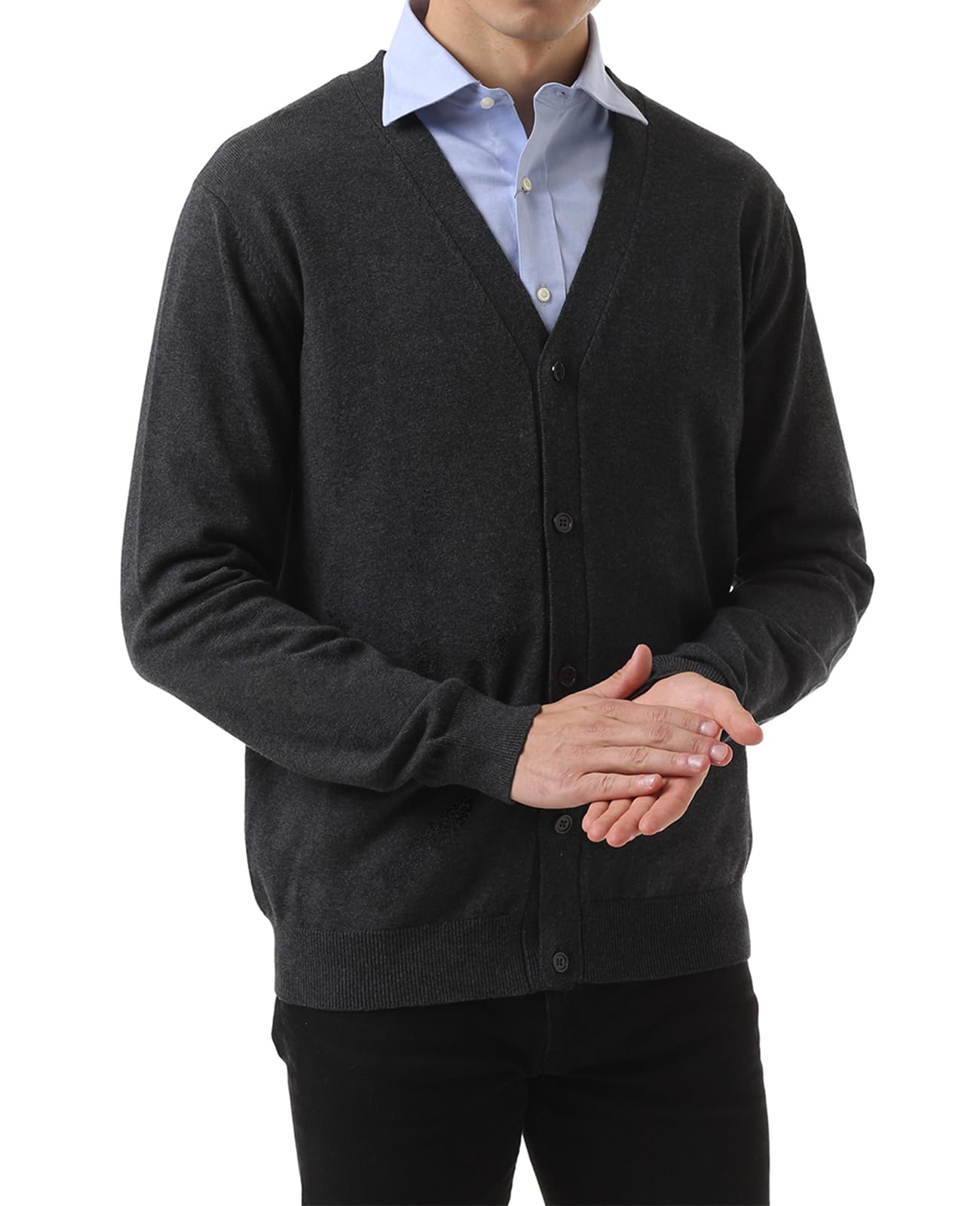QUALFORT Men's 100% Cotton Cardigan Sweater Casual V-Neck Button Down Knitted Outerwear with Pockets Fall Fashion 2025