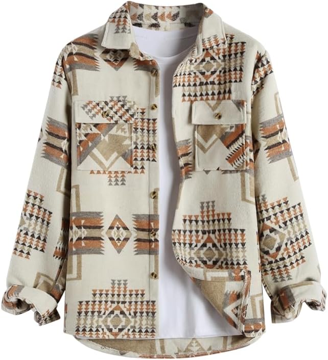 ZAFUL Mens Plaid Shirt,Long Sleeves,Classic Flannel Shirt Button Down Shirt Jacket Tops
