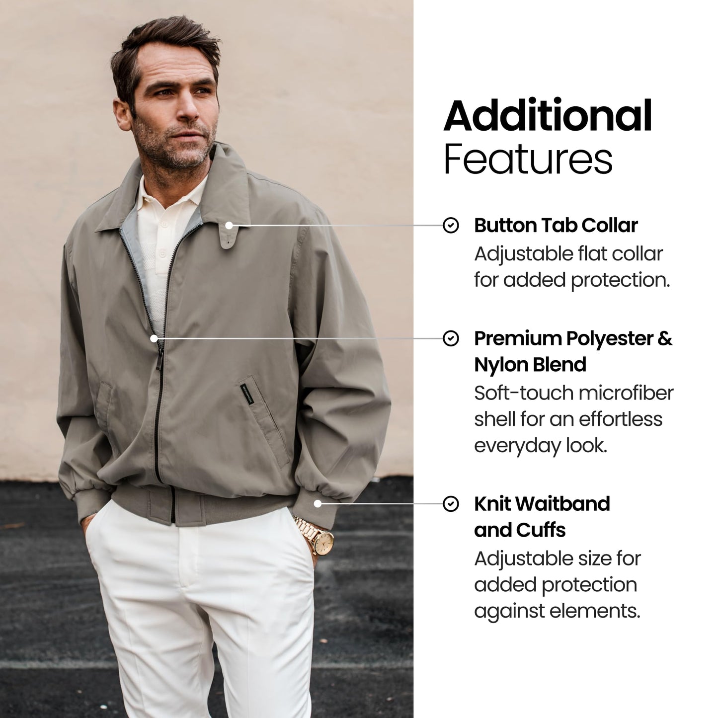 Weatherproof Men's Golf Jacket - Lightweight Windbreaker, Water-Resistant Microfiber Shell, Perfect for Golf & Casual Wear
