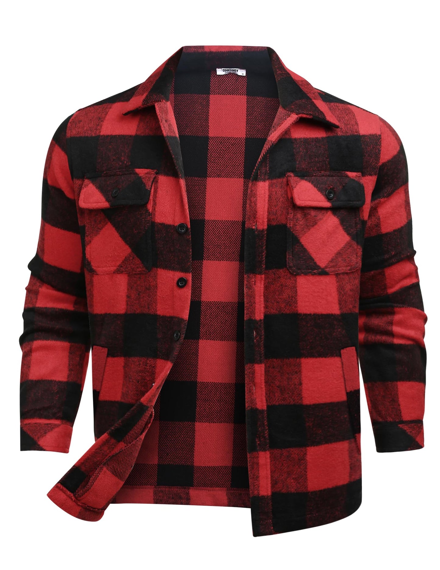 COOFANDY Men's Flannel Jacket Long Sleeve Plaid Shirt Jackets Button Down Fleece Shacket Casual Fall Soft Outwear