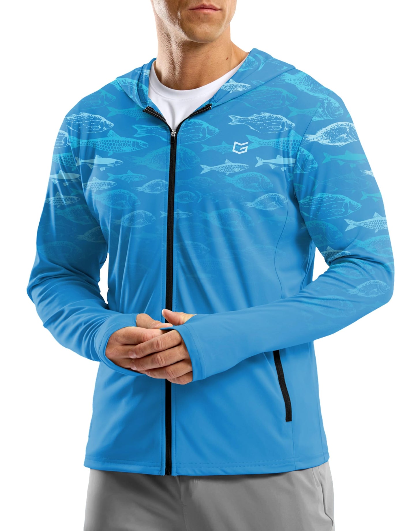G Gradual Men's UPF 50+ Sun Protection Hoodie Jacket Lightweight Full Zip Hoodies Long Sleeve Shirts for Men Hiking Fishing