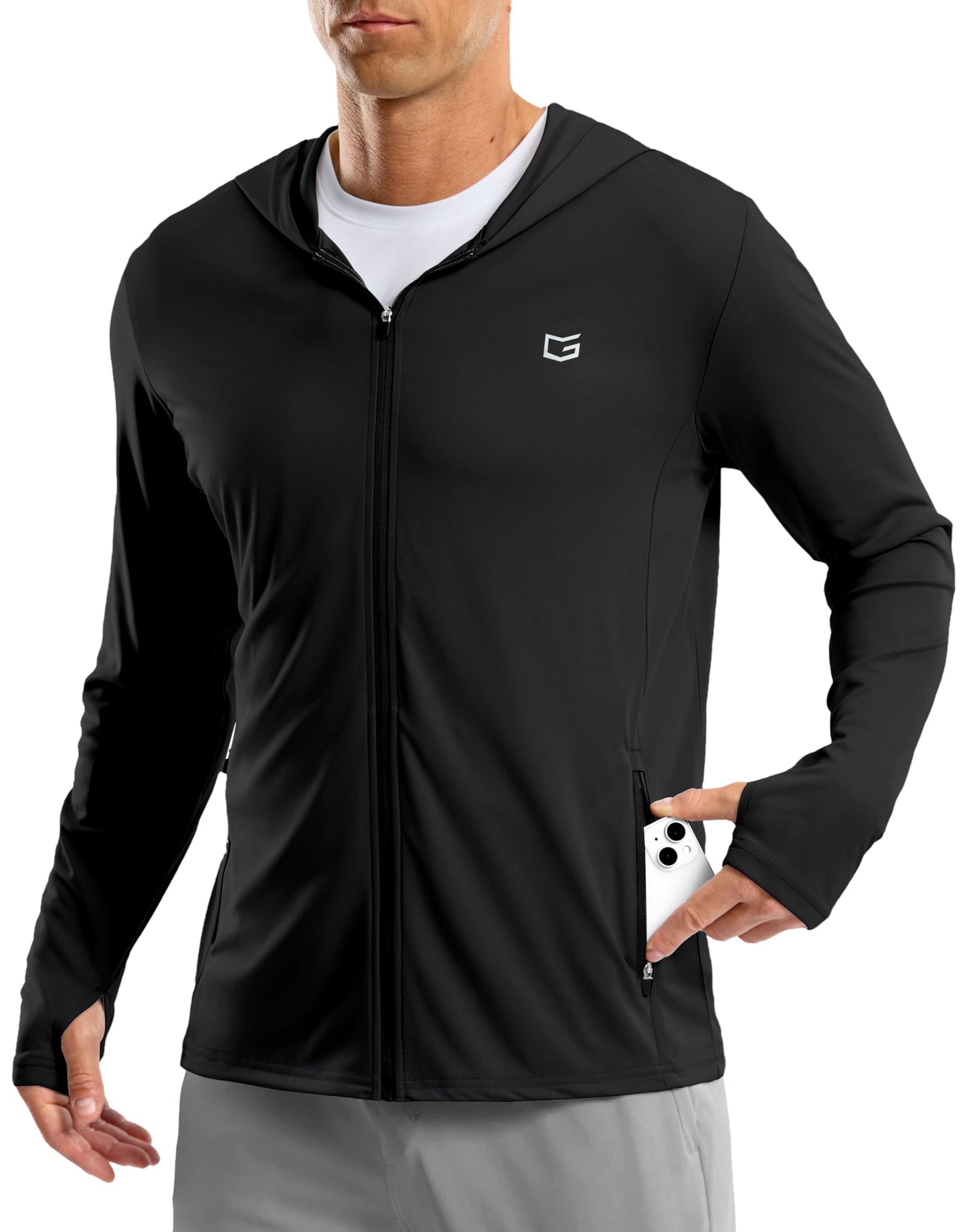 G Gradual Men's UPF 50+ Sun Protection Hoodie Jacket Lightweight Full Zip Hoodies Long Sleeve Shirts for Men Hiking Fishing