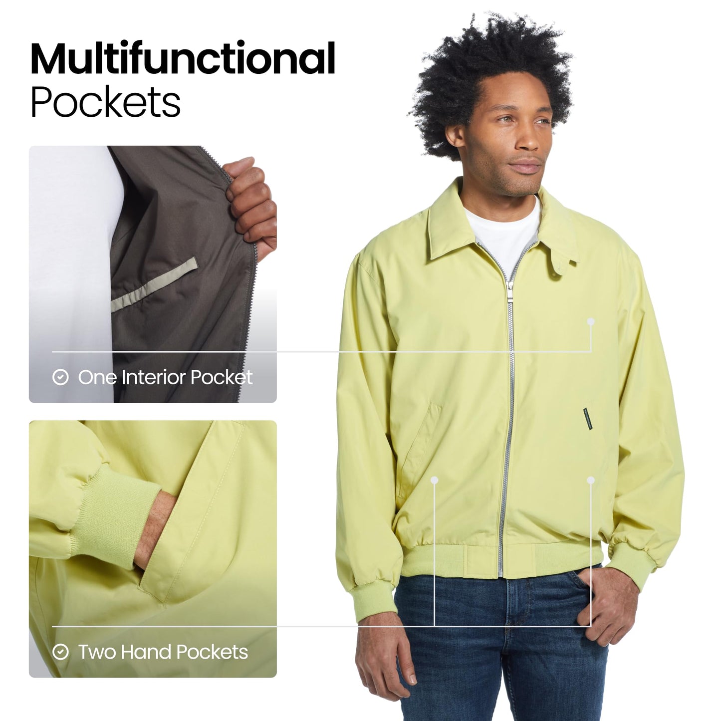 Weatherproof Men's Golf Jacket - Lightweight Windbreaker, Water-Resistant Microfiber Shell, Perfect for Golf & Casual Wear