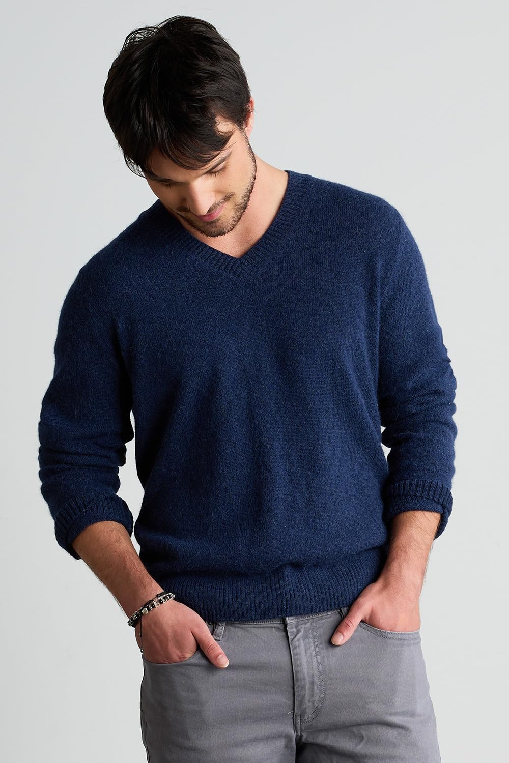 Men's Baby Alpaca V-Neck Sweater