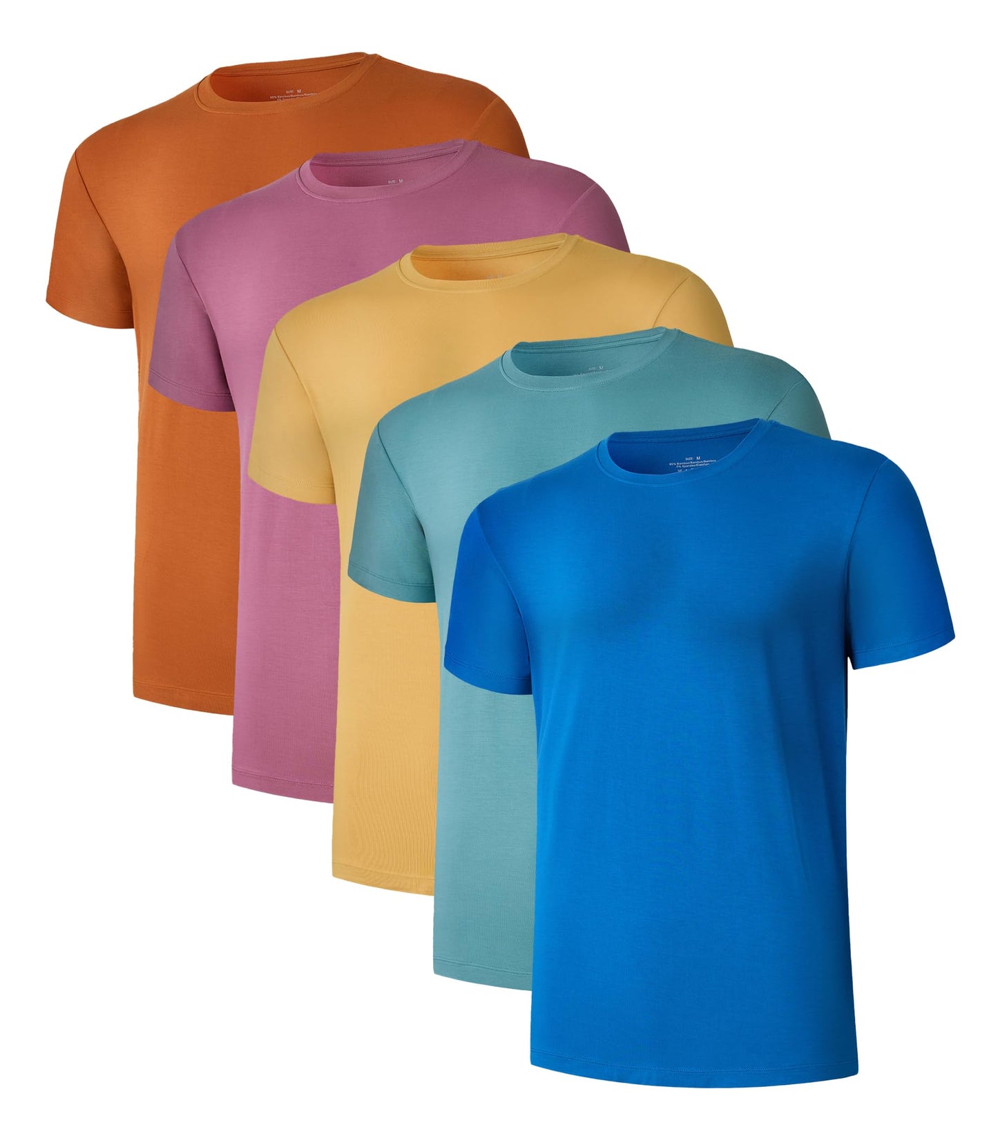 COLORFULLEAF Men's Undershirts Bamboo Rayon Short Sleeve Crewneck/V-Neck Tees Slim-fit T-Shirts 3 or 5 Pack