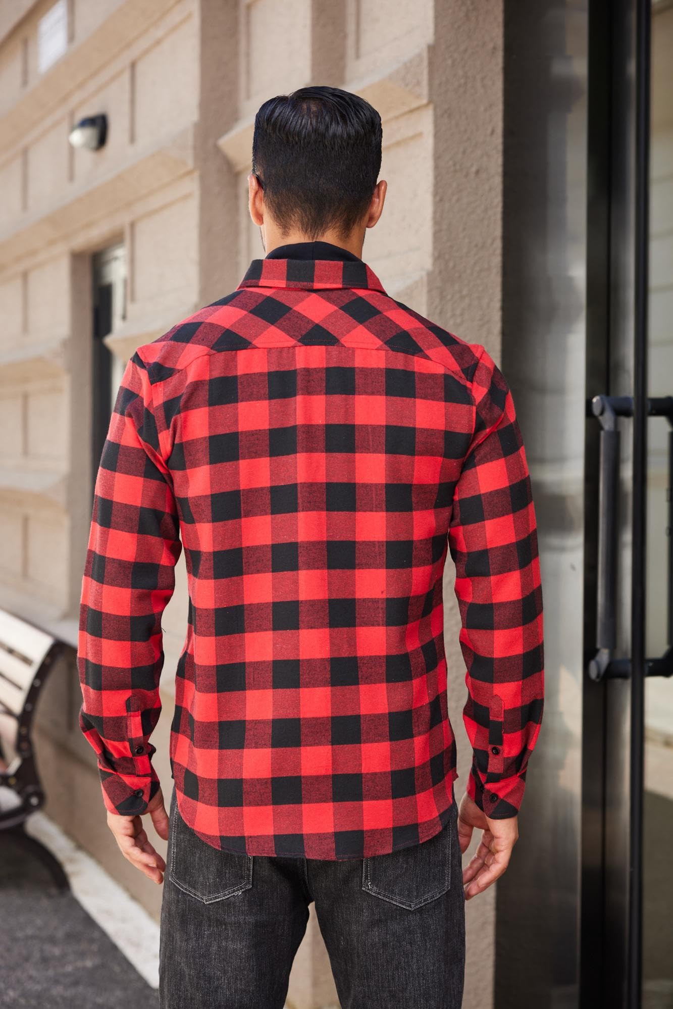 COOFANDY Mens Flannel Shirts Long Sleeve Plaid Button Down Shirt Casual Cotton Shirt with Pocket